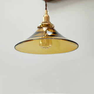 Solara Suspension en Verre Ambre Laiton Vintage