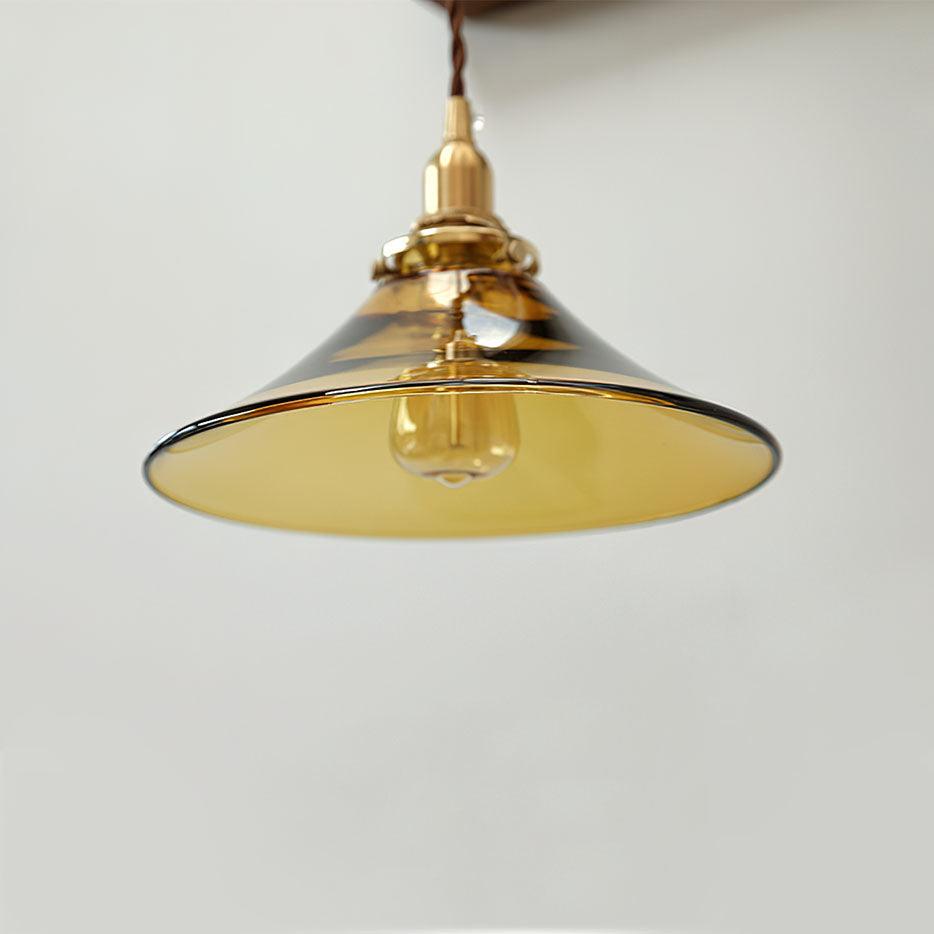 Edrana Suspension en Verre Ambre Laiton Vintage