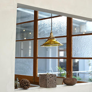Solara Suspension en Verre Ambre Laiton Vintage