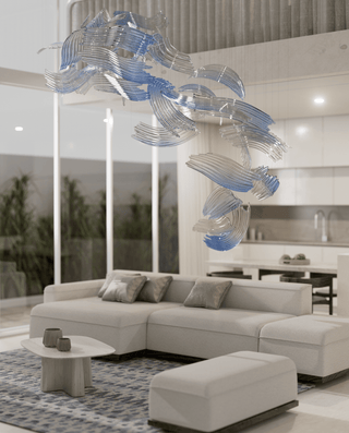 Brush Art Glass Chandelier-Neutral Decor