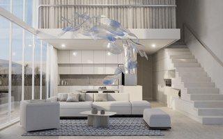 Brush Art Glass Chandelier-Neutral Decor