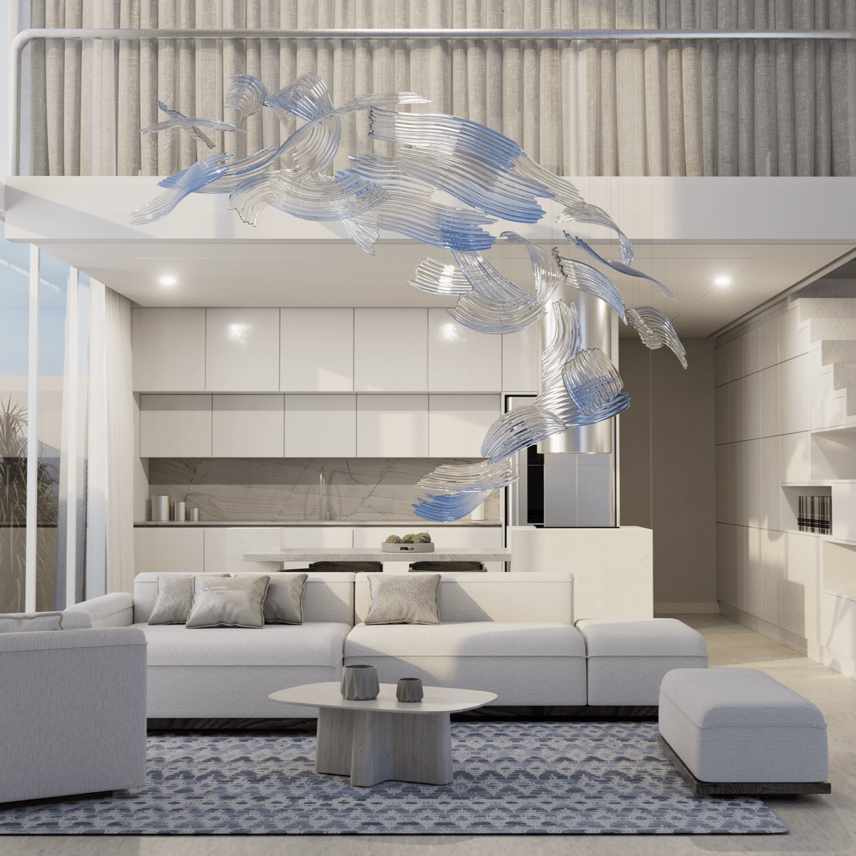 Brush Art Glass Chandelier-Neutral Decor