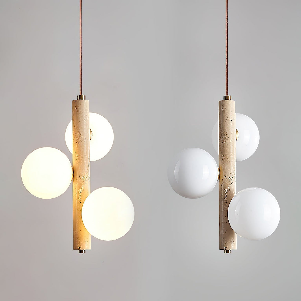 Aursorel Suspension Multi-Globe en Travertin