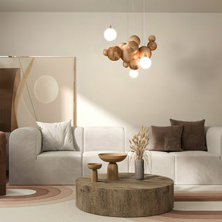 Lustra Lustre Bois & Acrylique Boule à Bulles en Cluster