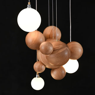 Lustra Lustre Bois & Acrylique Boule à Bulles en Cluster