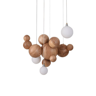 Lustra Lustre Bois & Acrylique Boule à Bulles en Cluster
