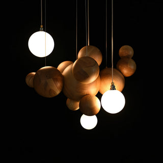Lustra Lustre Bois & Acrylique Boule à Bulles en Cluster
