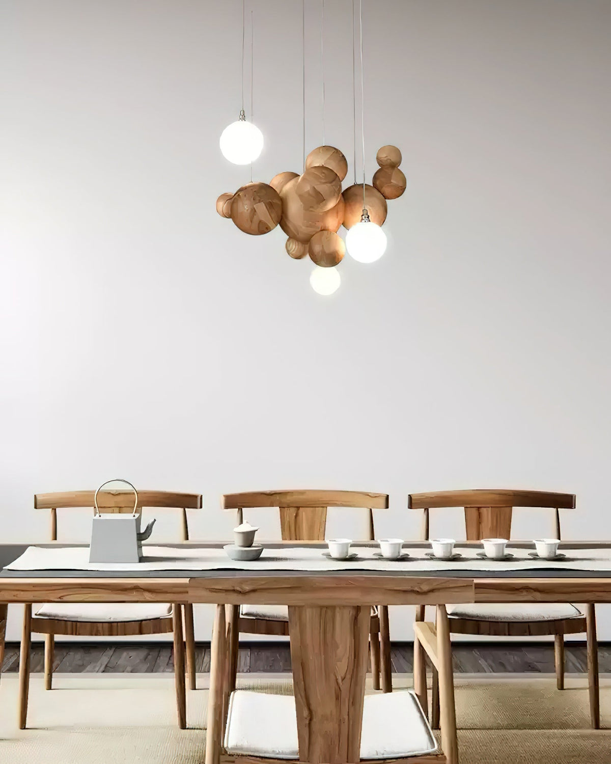 Finnien Lustre Bois & Acrylique Boule à Bulles en Cluster