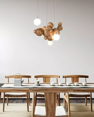 Lustra Lustre Bois & Acrylique Boule à Bulles en Cluster