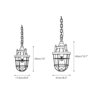 Celest Suspension Métal Verre Cage Industrielle Vintage