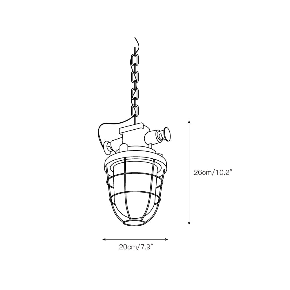 Celest Suspension Métal Verre Cage Industrielle Vintage