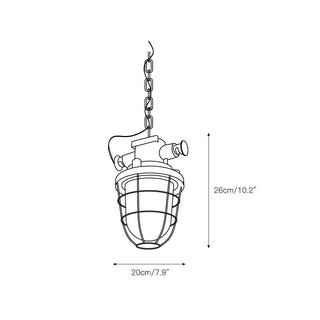 Celest Suspension Métal Verre Cage Industrielle Vintage