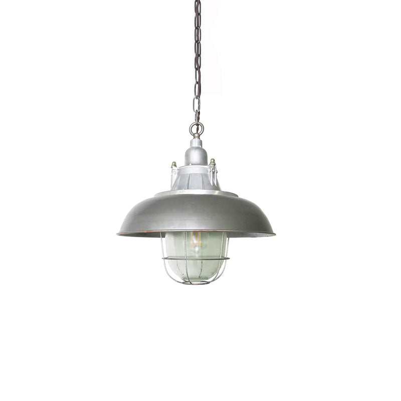 Celest Suspension Métal Verre Cage Industrielle Vintage