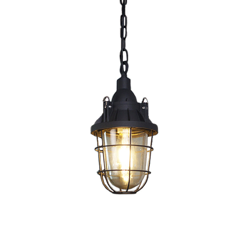 Celest Suspension Métal Verre Cage Industrielle Vintage