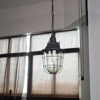 Celest Suspension Métal Verre Cage Industrielle Vintage