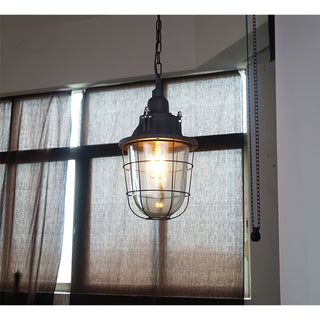 Celest Suspension Métal Verre Cage Industrielle Vintage