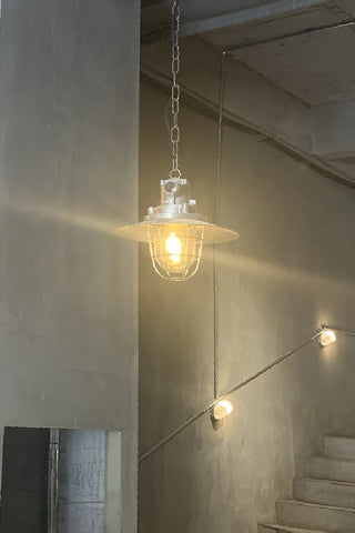 Celest Suspension Métal Verre Cage Industrielle Vintage