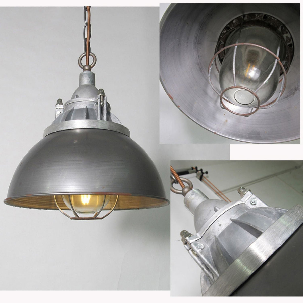 Celest Suspension Métal Verre Cage Industrielle Vintage