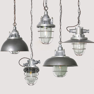 Celest Suspension Métal Verre Cage Industrielle Vintage