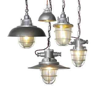 Celest Suspension Métal Verre Cage Industrielle Vintage