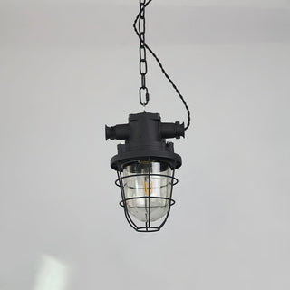Celest Suspension Métal Verre Cage Industrielle Vintage