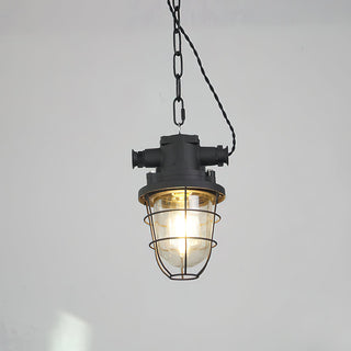 Celest Suspension Métal Verre Cage Industrielle Vintage