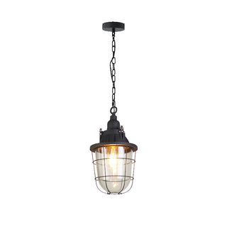 Celest Suspension Métal Verre Cage Industrielle Vintage