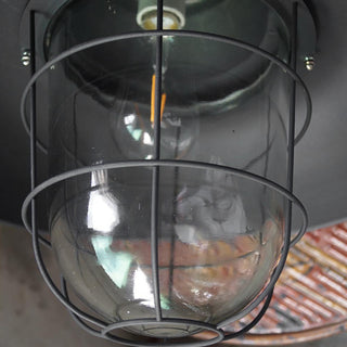 Celest Suspension Métal Verre Cage Industrielle Vintage