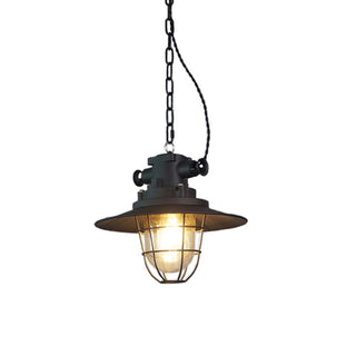 Celest Suspension Métal Verre Cage Industrielle Vintage