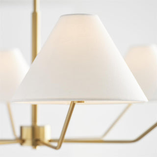 Lustra Lustre en Laiton Abat-jours en Tissu en Forme de Cône Moderne