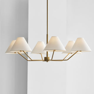 Lustra Lustre en Laiton Abat-jours en Tissu en Forme de Cône Moderne