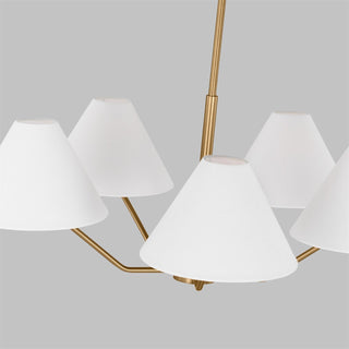 Lustra Lustre en Laiton Abat-jours en Tissu en Forme de Cône Moderne