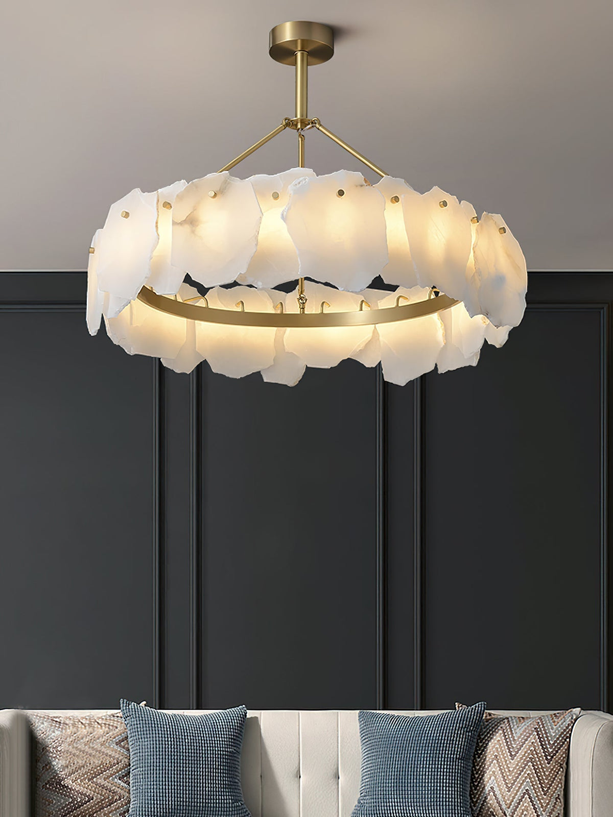 Cryon Lustre en laiton et alabastre Style luxueux postmoderne