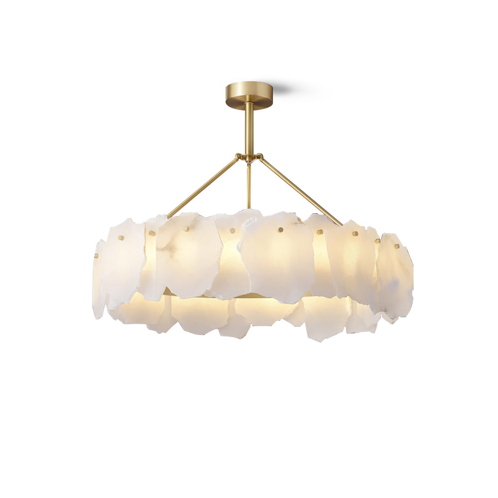 Telen Chandelier Alabaster Layered Halo-Neutral Decor
