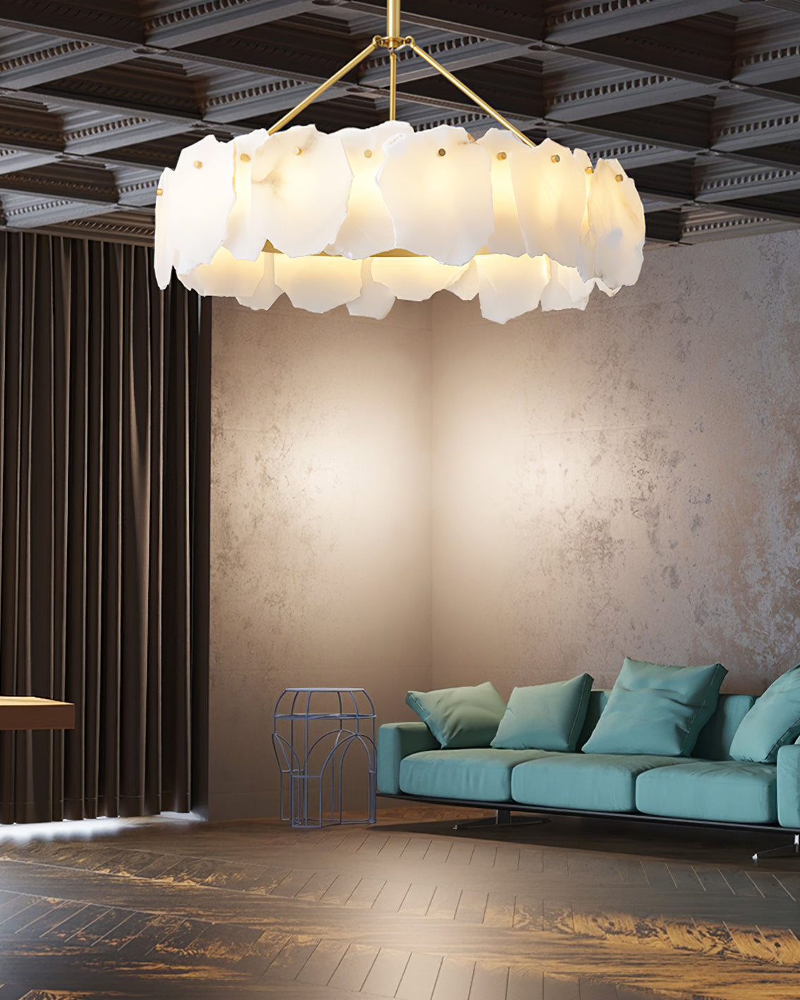 Telen Chandelier Alabaster Layered Halo-Neutral Decor