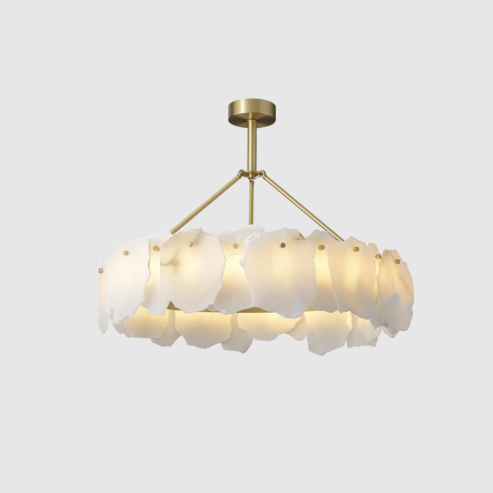 Telen Chandelier Alabaster Layered Halo-Neutral Decor