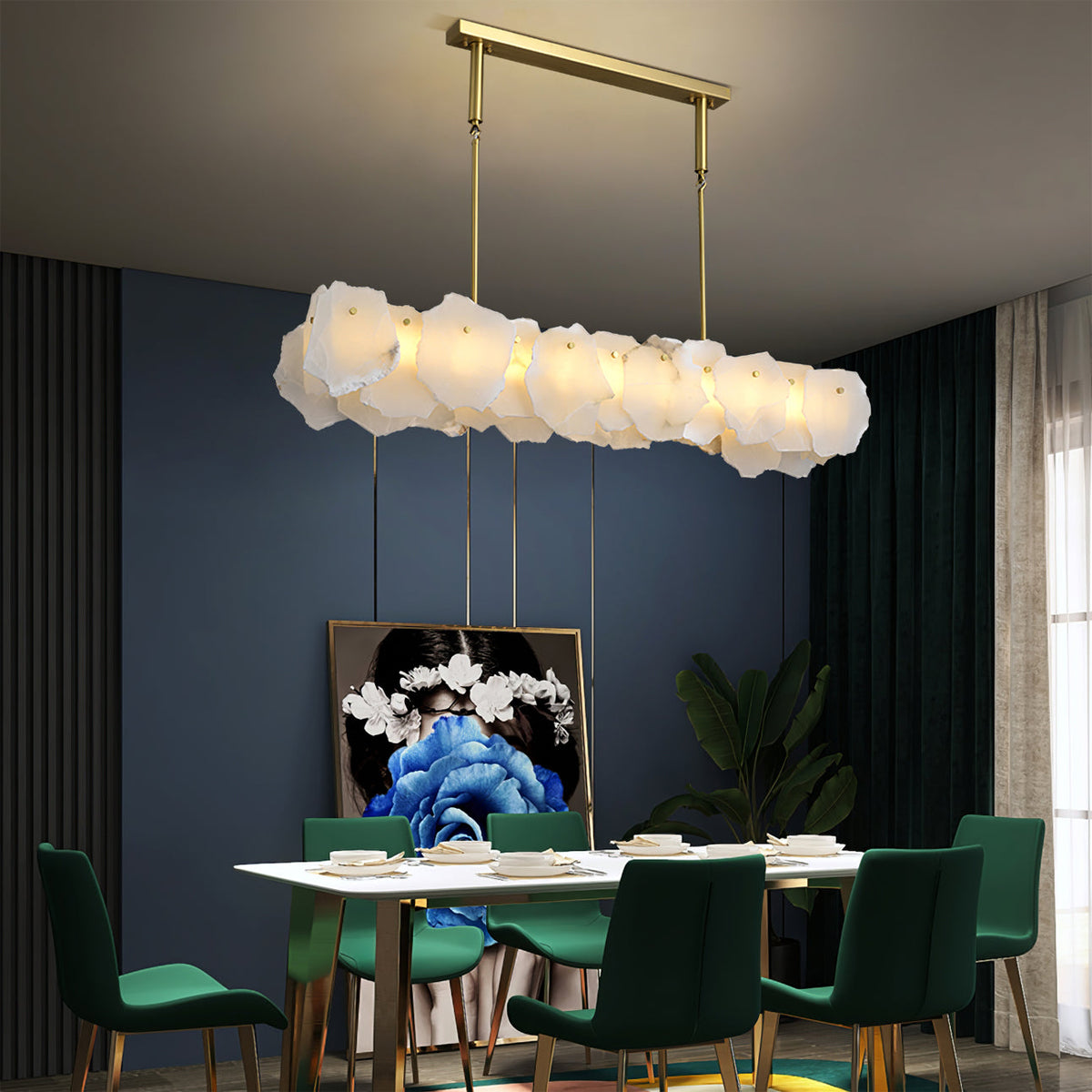 Telen Chandelier Alabaster Layered Halo-Neutral Decor