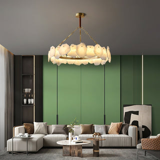 Alora Lustre Rond en Laiton et Marbre Style Luxueux Postmoderne