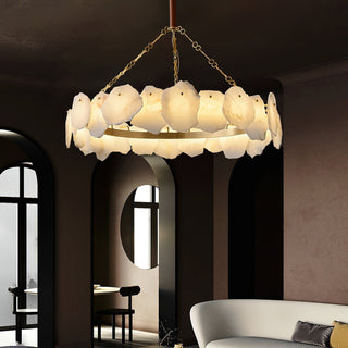 Alora Lustre Rond en Laiton et Marbre Style Luxueux Postmoderne
