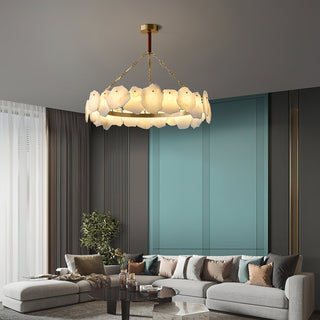 Alora Lustre Rond en Laiton et Marbre Style Luxueux Postmoderne