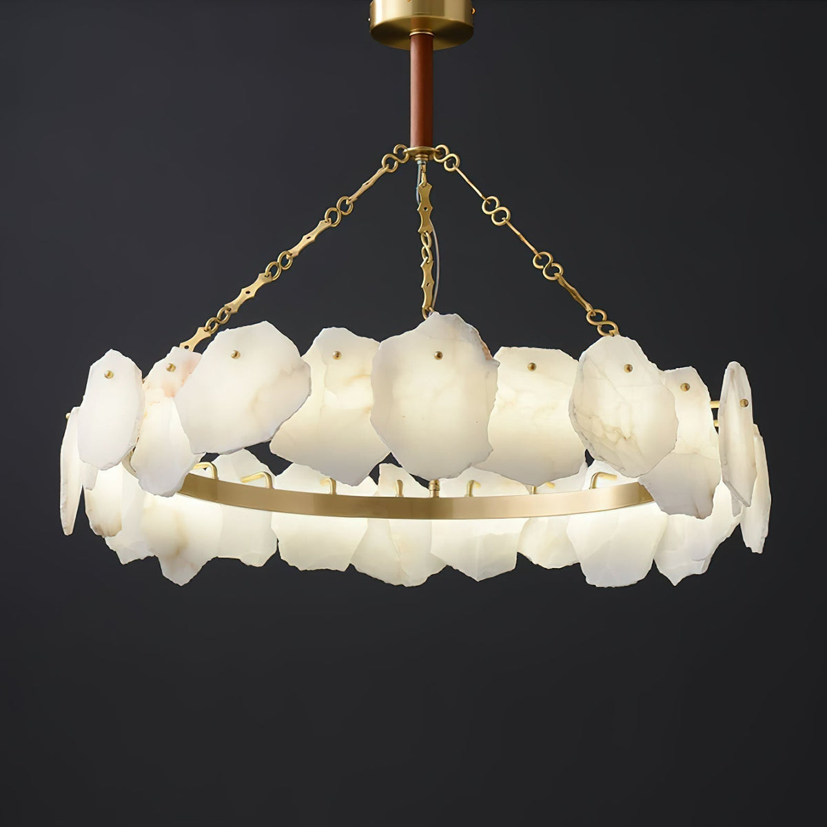 Alora Lustre Rond en Laiton et Marbre Style Luxueux Postmoderne