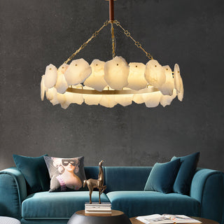 Alora Lustre Rond en Laiton et Marbre Style Luxueux Postmoderne