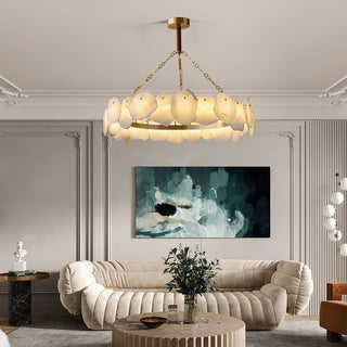 Alora Lustre Rond en Laiton et Marbre Style Luxueux Postmoderne