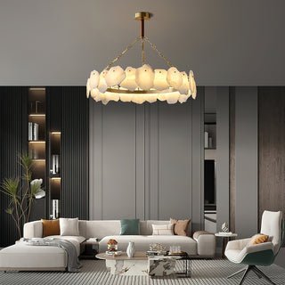 Alora Lustre Rond en Laiton et Marbre Style Luxueux Postmoderne