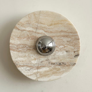 Zeno Applique Murale Ronde en Chrome, Marbre et Métal Style Minimaliste Moderne