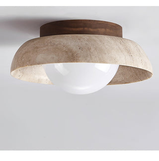 Ashaionis Lampe Plafonnier Disc-Dôme en Travertin