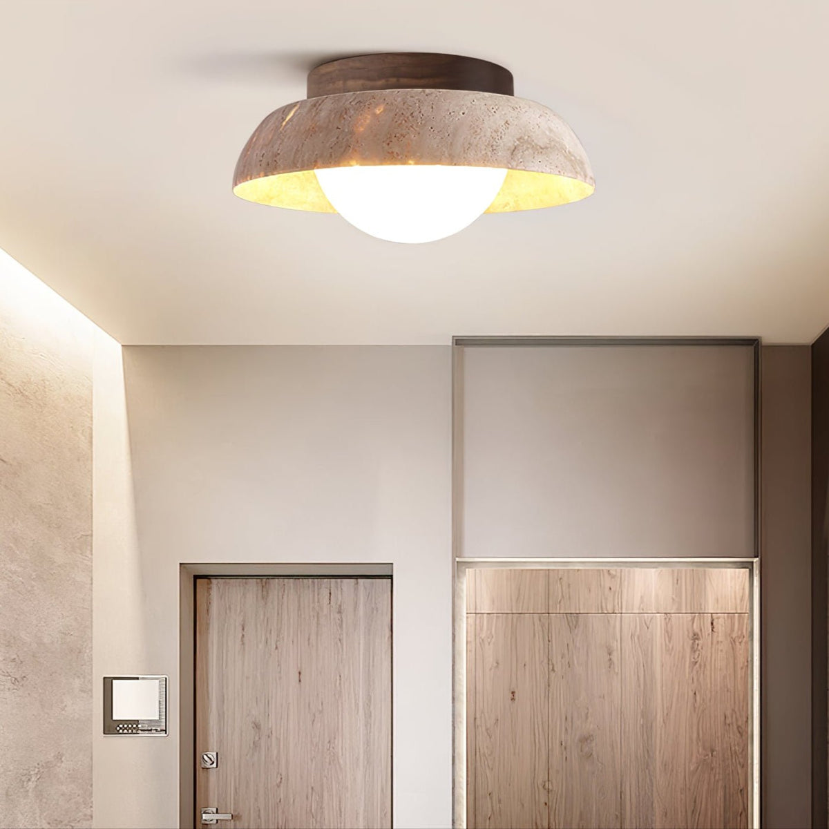 Brinuna Lampe Plafonnier Disc-Dôme en Travertin