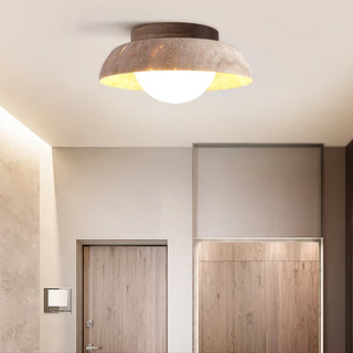 Ashaionis Lampe Plafonnier Disc-Dôme en Travertin