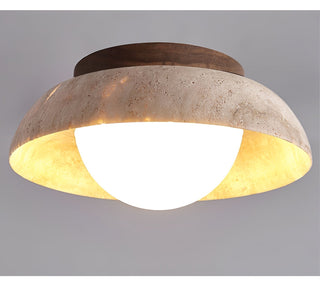 Ashaionis Lampe Plafonnier Disc-Dôme en Travertin