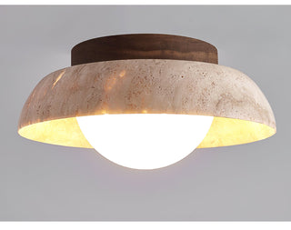 Ashaionis Lampe Plafonnier Disc-Dôme en Travertin
